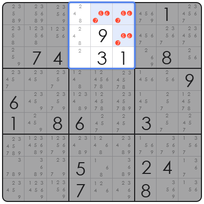 finned x wing sudoku
